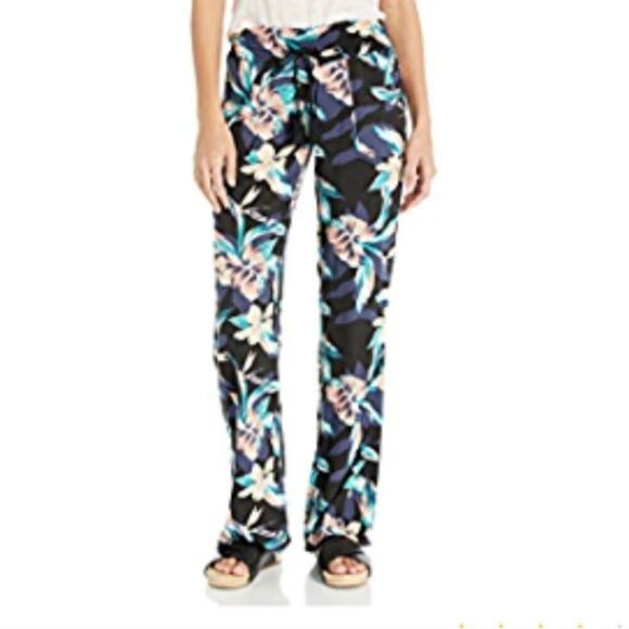 Roxy Oceanside Printed Pants Anthracite Tropical Women's size XS - Picture 3 of 7
